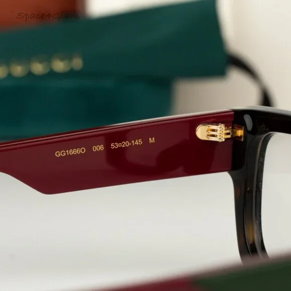 BRAND NEW Gucci GG1666O 006 Havana Red Demo Women Square Eyeglasses GG 1666O - Picture 6 of 8